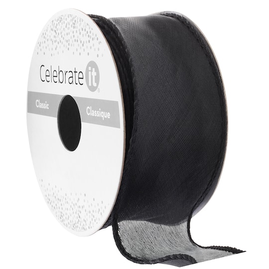 1.5" x 3yd. Organza Solid Black Ribbon by Celebrate It™ Classic